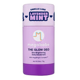 Megababe Glow Deo bottle shows smooth application and long-lasting odor protection.