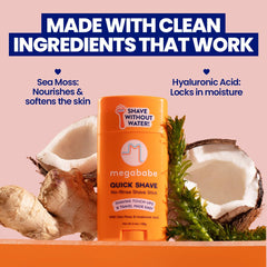 Megababe Quick Shave Stick in use for easy application.