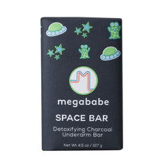 Megababe Space Bar charcoal close-up for detox and odor control