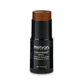 Mehron CreamBlend Stick Dark 3 application session for even stage coverage.