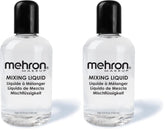 Mehron Mixing Liquid bottle close-up for long-wear, transfer-resistant makeup.
