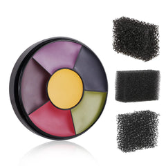 MEICOLY six-color bruises wheel palette for realistic SFX bruising and Halloween makeup.