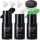 MEICOLY 7-pcs face paint set with setting powder and sponges for vibrant, long-lasting color.