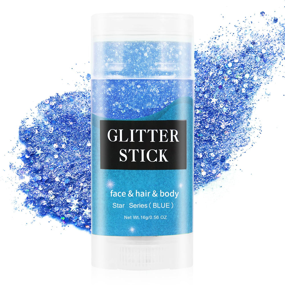 MEICOLY Blue Face Glitter Stick delivers vivid blue shimmer for bold party looks.