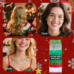 MEICOLY Christmas body glitter stick shimmers on skin for festival-ready glow.
