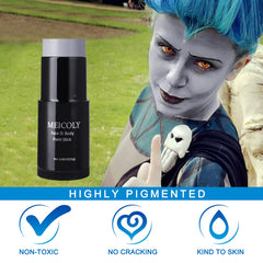 MEICOLY grey face paint stick delivers high-pigment coverage with minimal product use