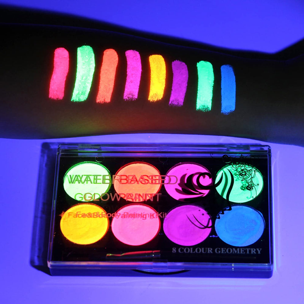 Meicoly Neon face paint blue neon for UV glow looks and party makeup