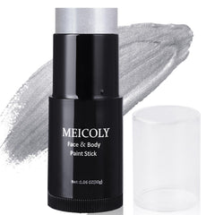 MEICOLY Silver Face Paint Stick offers full coverage for face and body in metallic silver