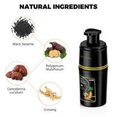 MEIDU Black Hair Dye Shampoo wait-time graphic highlights 15–20 minutes