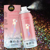 Meilury Rainy Rainbow glitter spray bottle with holographic shimmer for hair and skin.