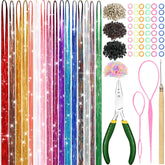 MEIYOU Hair Tinsel Kit 6800 strands – vibrant color options for versatile styling.