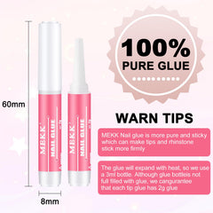 MEKK Nail Glue provides strong adhesion designed to last 2-4 weeks.