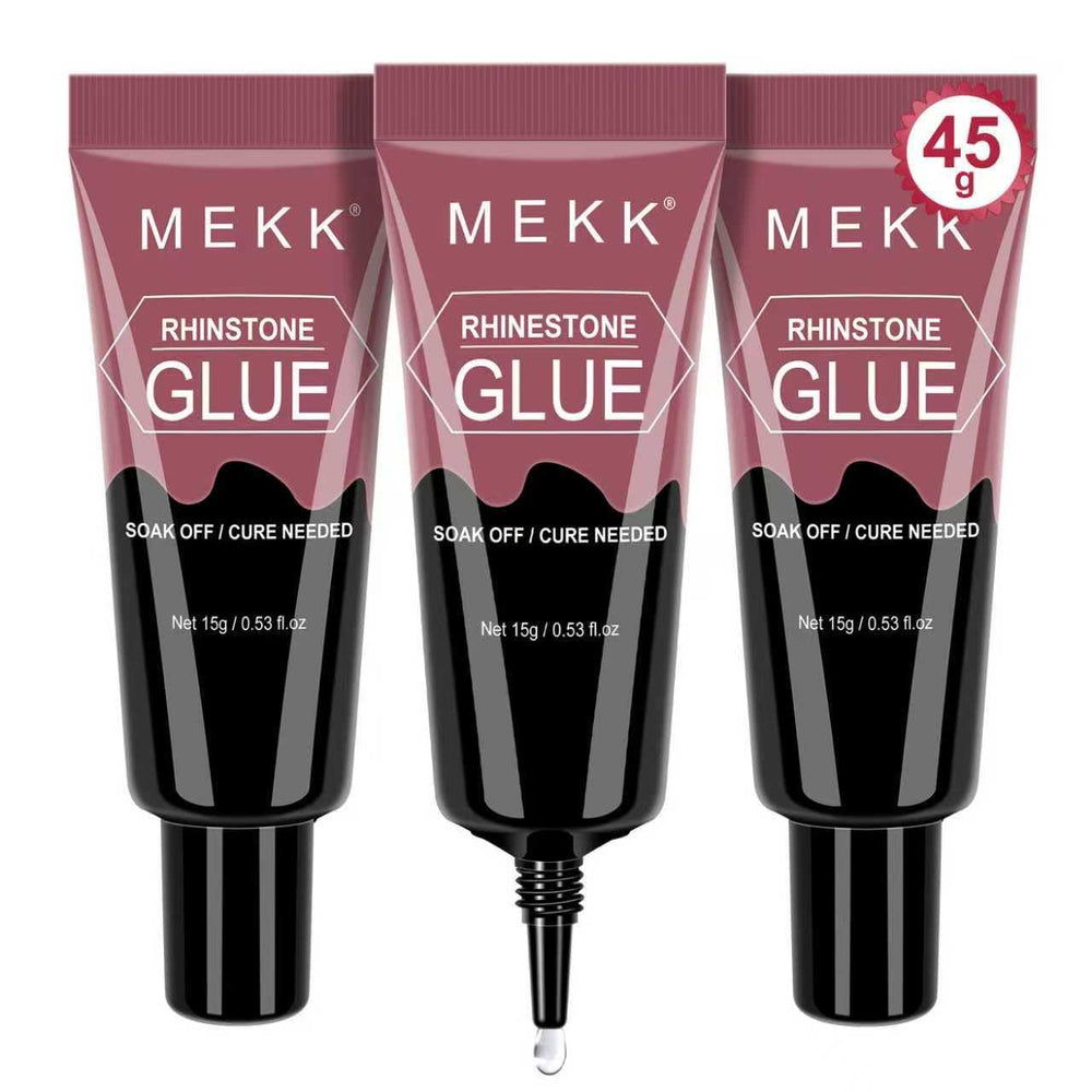 MEKK rhinestone glue 45g bottle closeup for strong gem adhesion on nails