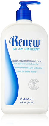 Melaleuca Renew bottle closeup with soothing hydration and pump.