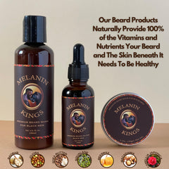 Melanin Kings beard balm jar sealing in moisture and frizz control