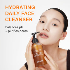 Melixir hyaluronic acid cleanser hydrates while purifying pores.