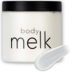 Melkit Bodymelk cream tub closeup showing rich hydration for dry skin.