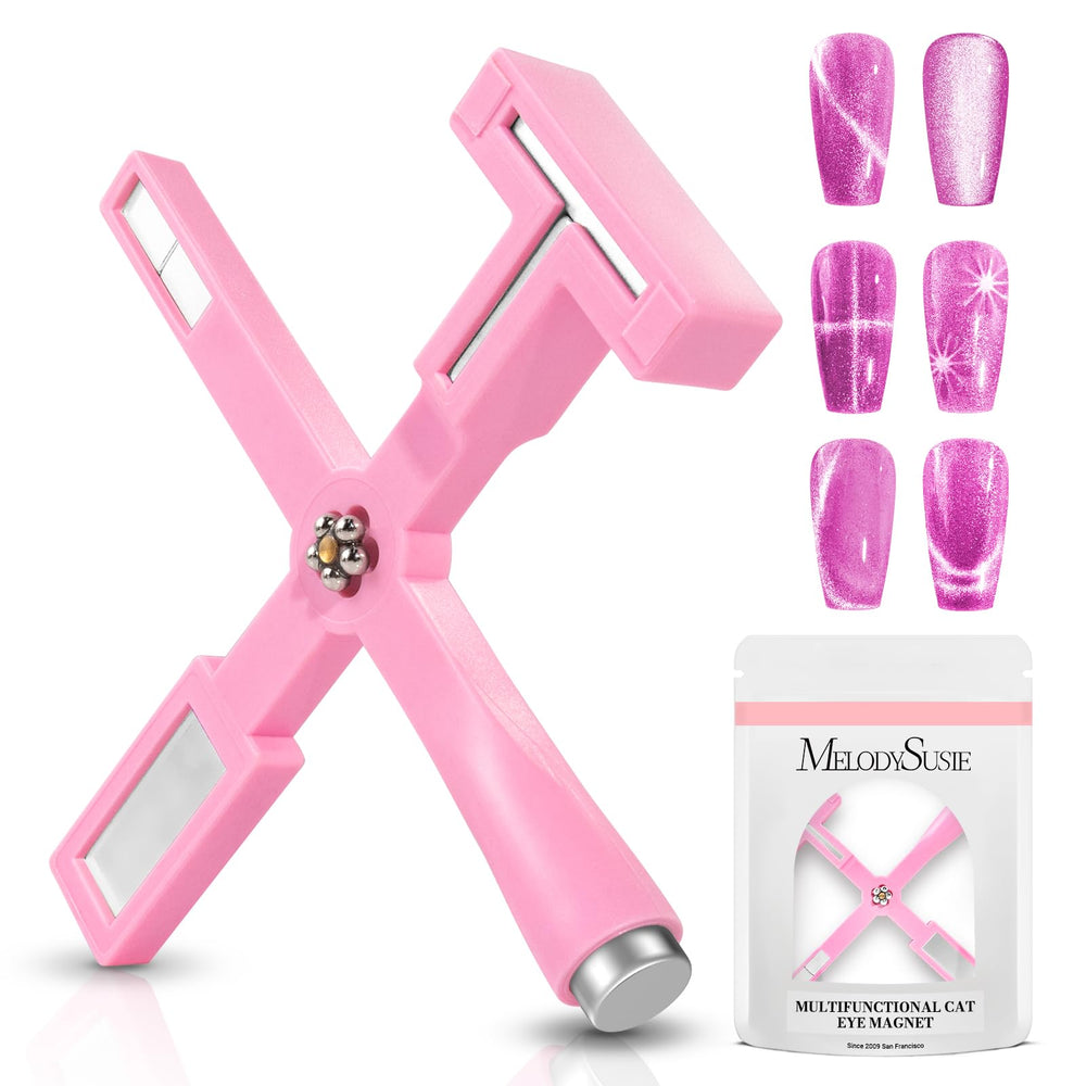 MelodySusie 5 in 1 cat eye magnet pink set for versatile nail art at home.
