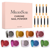MelodySusie chrome powder in gold for a salon-grade mirror finish on gel nails
