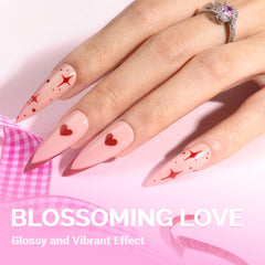 MelodySusie baby pink gel swatch on nails shows smooth, streak-free coverage.