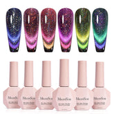 MelodySusie chameleon cat-eye nail polish set with six bottles for versatile home nail art