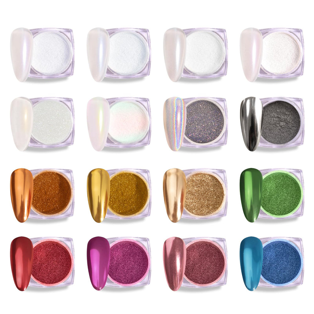 MelodySusie chrome nail powder kit shown for a mirror finish look