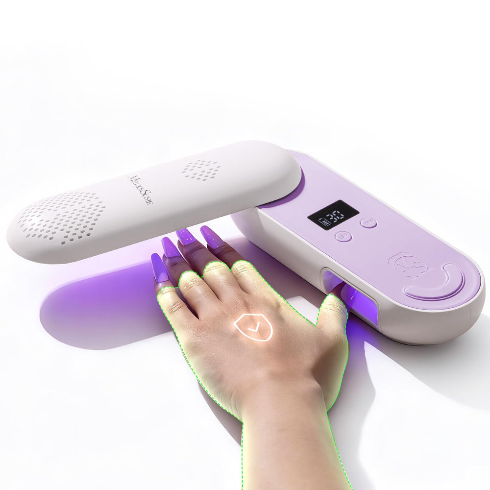 MelodySusie compact cordless UV nail lamp for quick at home manicures and organized workspace