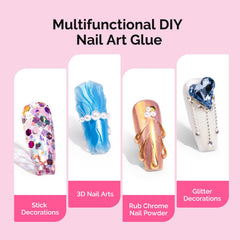 MelodySusie DIY nail art with glue and gems for a sparkly look.