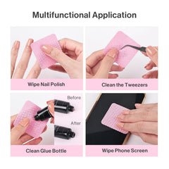 MelodySusie eyelash extension wipes for clean bottle surfaces and tools.