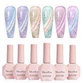 MelodySusie Glitter Cat Eye polish set with six bottles for versatile at-home manicures.