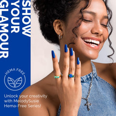 MelodySusie royal blue gel nails with a glossy finish