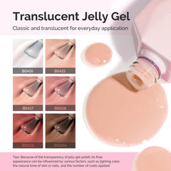 MelodySusie Jelly Gel applied in layers to create jelly and opaque looks.