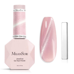MelodySusie Jeweliver cat-eye polish bottle with pink glitter for striking nails