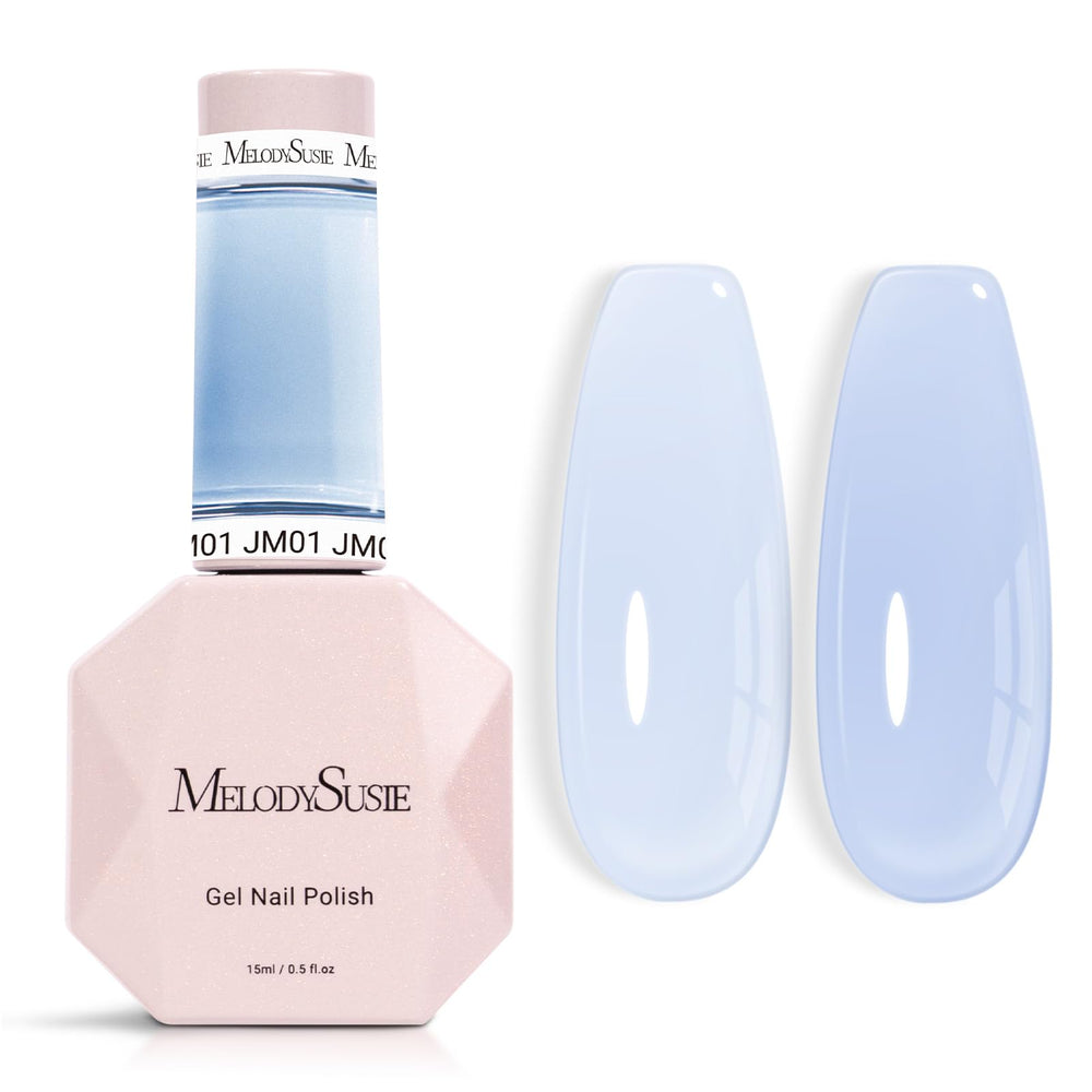 MelodySusie Jeweliver gel polish bottle shows light blue jelly finish for versatile layering.