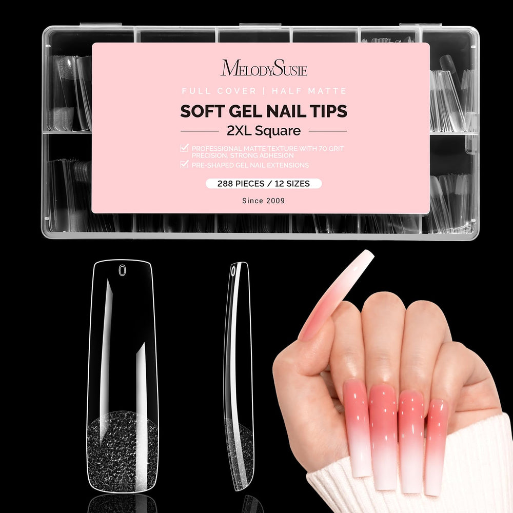 MelodySusie long square X nail tips for precise fit and easy extensions