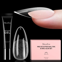 MelodySusie medium almond nail tips collection in 15 sizes for precise nail shaping