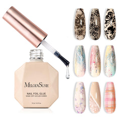 MelodySusie Nail Foil Glue Gel bottle 15ml for strong, long-lasting foil adhesion.