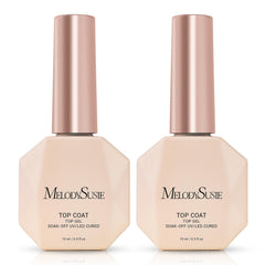 MelodySusie no-wipe top coat bottle with a crystal-clear glossy finish for gel and natural nails.