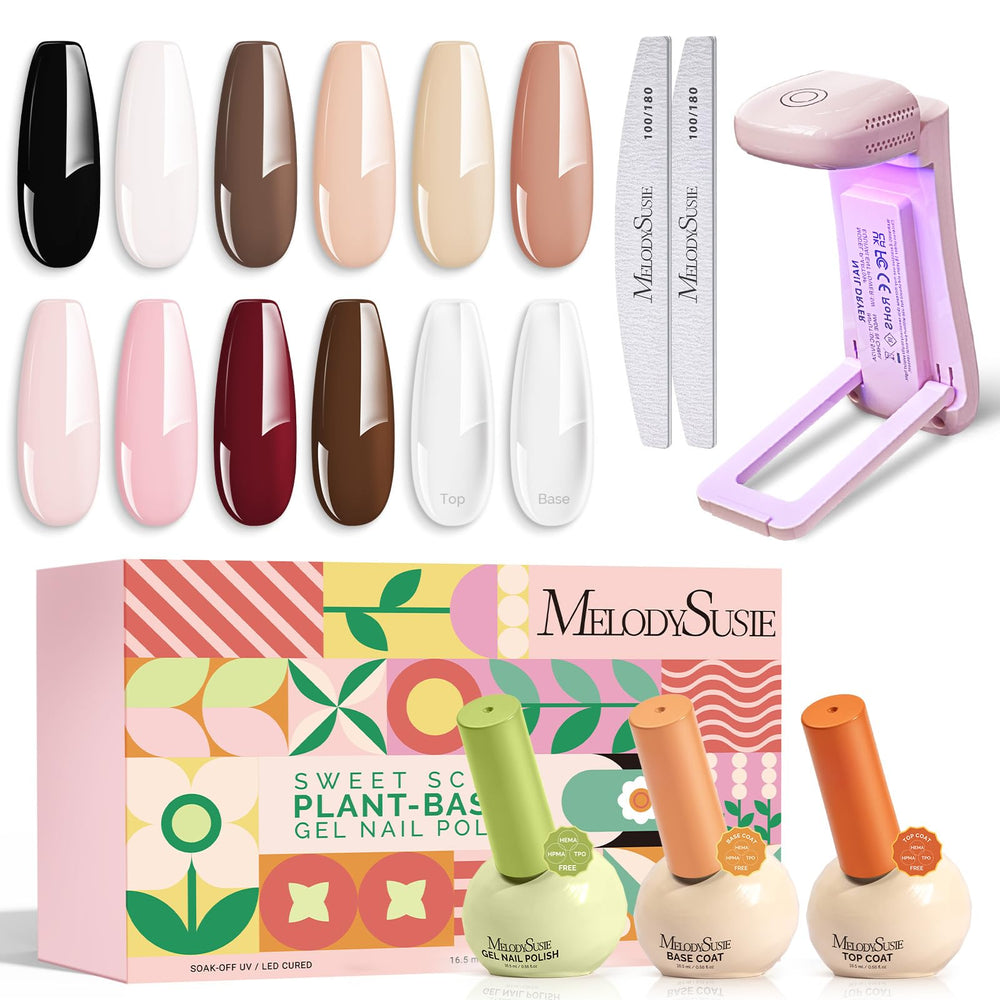 MelodySusie nude gel polish palette for at-home manicures with 10 colors