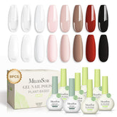 MelodySusie plant-based gel nail polish bottles in vibrant colors for at-home salon results.