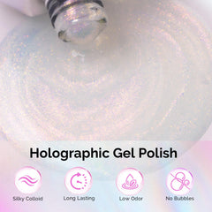 Close-up of MelodySusie Shimmer Aurora manicure with salon-grade shine.