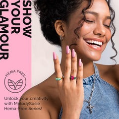 MelodySusie UV-led cure icon indicates 60–90 seconds for quick manicures.