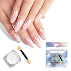MelodySusie White Chrome Nail Powder creates a mirror finish on gel nails.