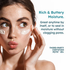 Dewy glow after applying Melora Manuka Honey Cream on the face.