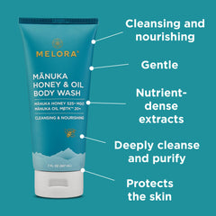 Hands apply Melora wash for daily refreshing cleanse.