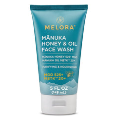 Melora Manuka Honey Face Wash bottle, hydrates and refreshes daily.