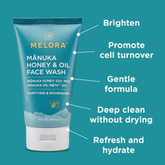 Manuka oil from leaves highlights natural extract aiding oil balance.