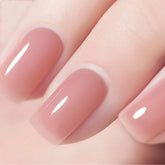 MEMEDA gel nail polish neutral bottle shows smooth color with long-lasting shine and even coverage.