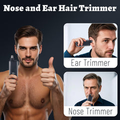 Mendaping dual-edge blade system trims nose and facial hair smoothly.