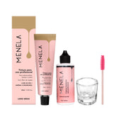 Menela Eyebrow Tint Kit packaging shows vegan, ammonia-free brow color.
